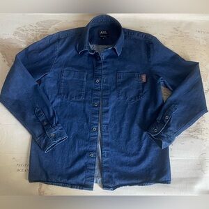 A.P.C. LOGO SHIRT Denim Long Sleeve Size Small
